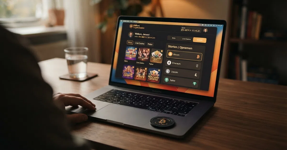 Dashboard van een online bitcoin casino met crypto-stortingsopties en saldo-weergave in BTC