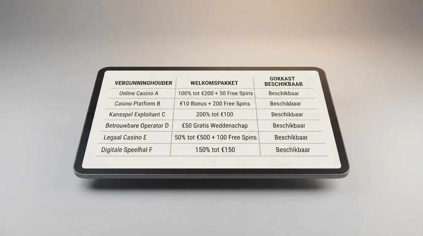 Tien KSA-vergunde online casino's in een vergelijkingstabel met bonusaanbod en Book of Dead-beschikbaarheid