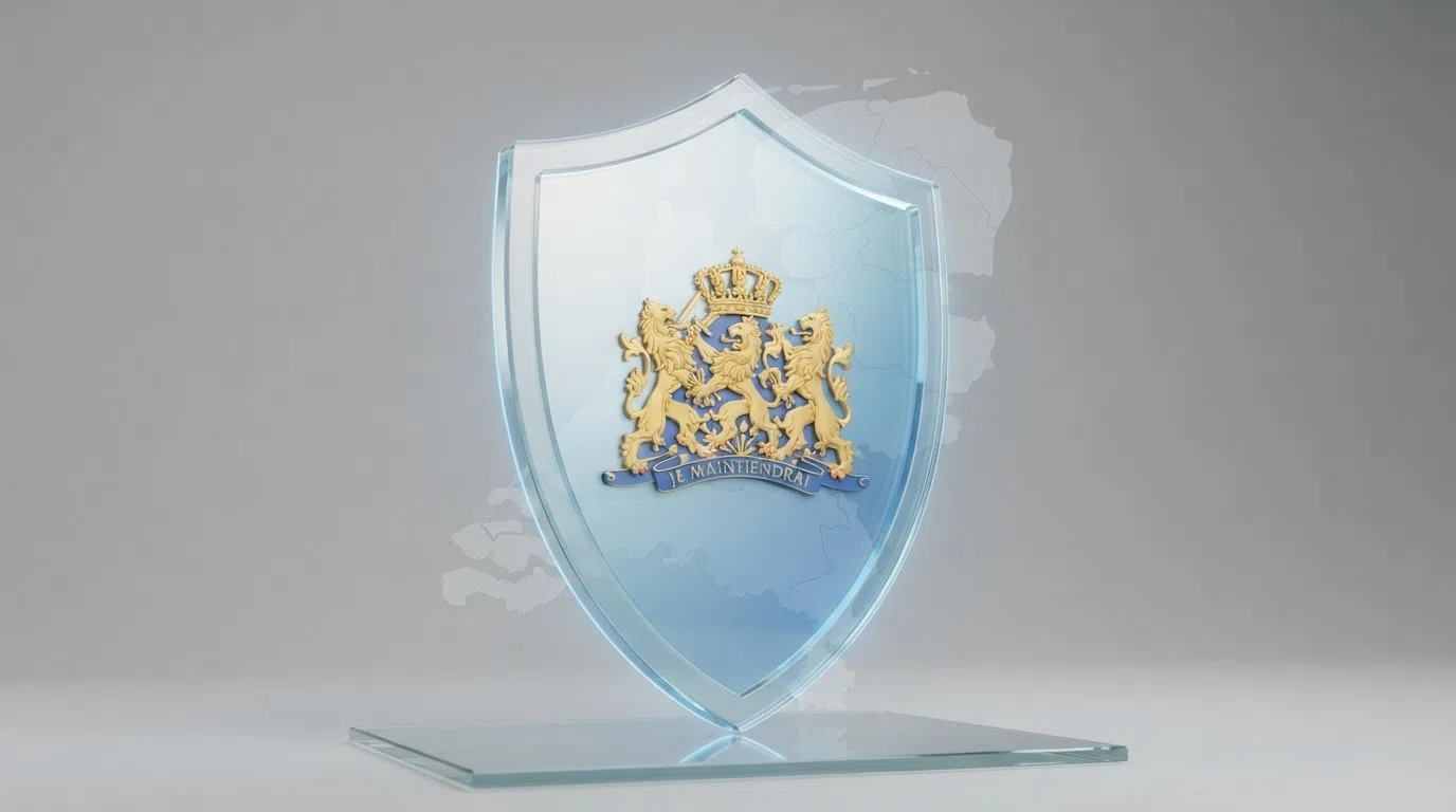 Het logo van de Kansspelautoriteit met een stempel en de tekst Wet Kansspelen op Afstand — het wettelijke schild voor Nederlandse spelers