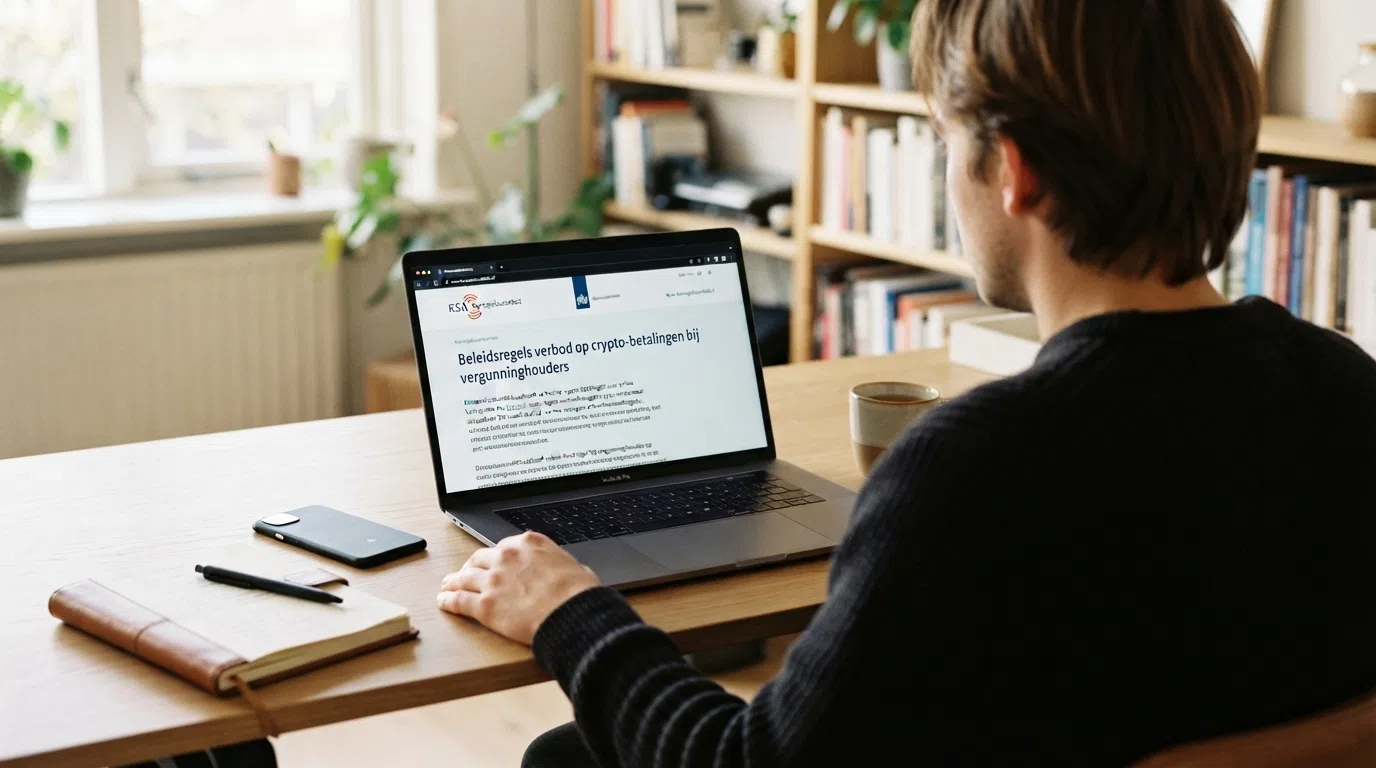 Een screenshot van de Kansspelautoriteit-website met informatie over het verbod op crypto-betalingen