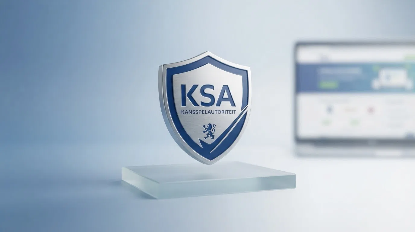Het Kansspelautoriteit-logo op de homepage van een legaal Nederlands online casino