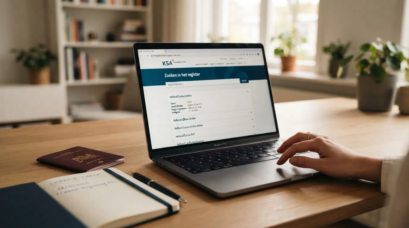 Het online register van de Kansspelautoriteit met een opgevraagde vergunningpagina van een Nederlandse aanbieder.