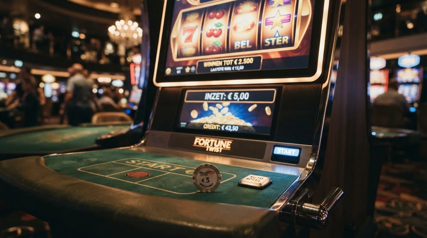 Alt: Schematische weergave van €100 aan inzetten die via een gokkast stromen, waarvan €95 terug naar spelers vloeit en €5 naar het casino gaat