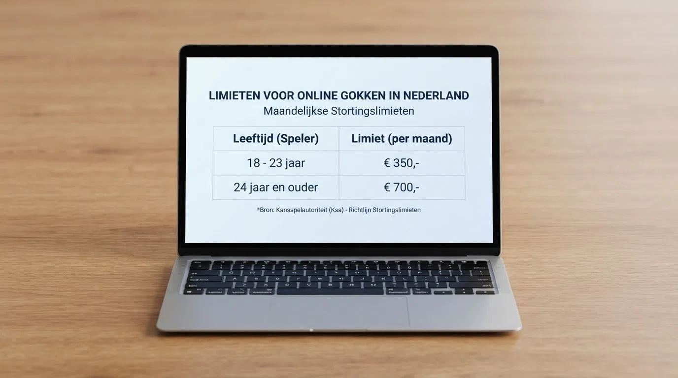 Een scherm met de Nederlandse stortingslimieten en de bedragen 350 en 700 euro