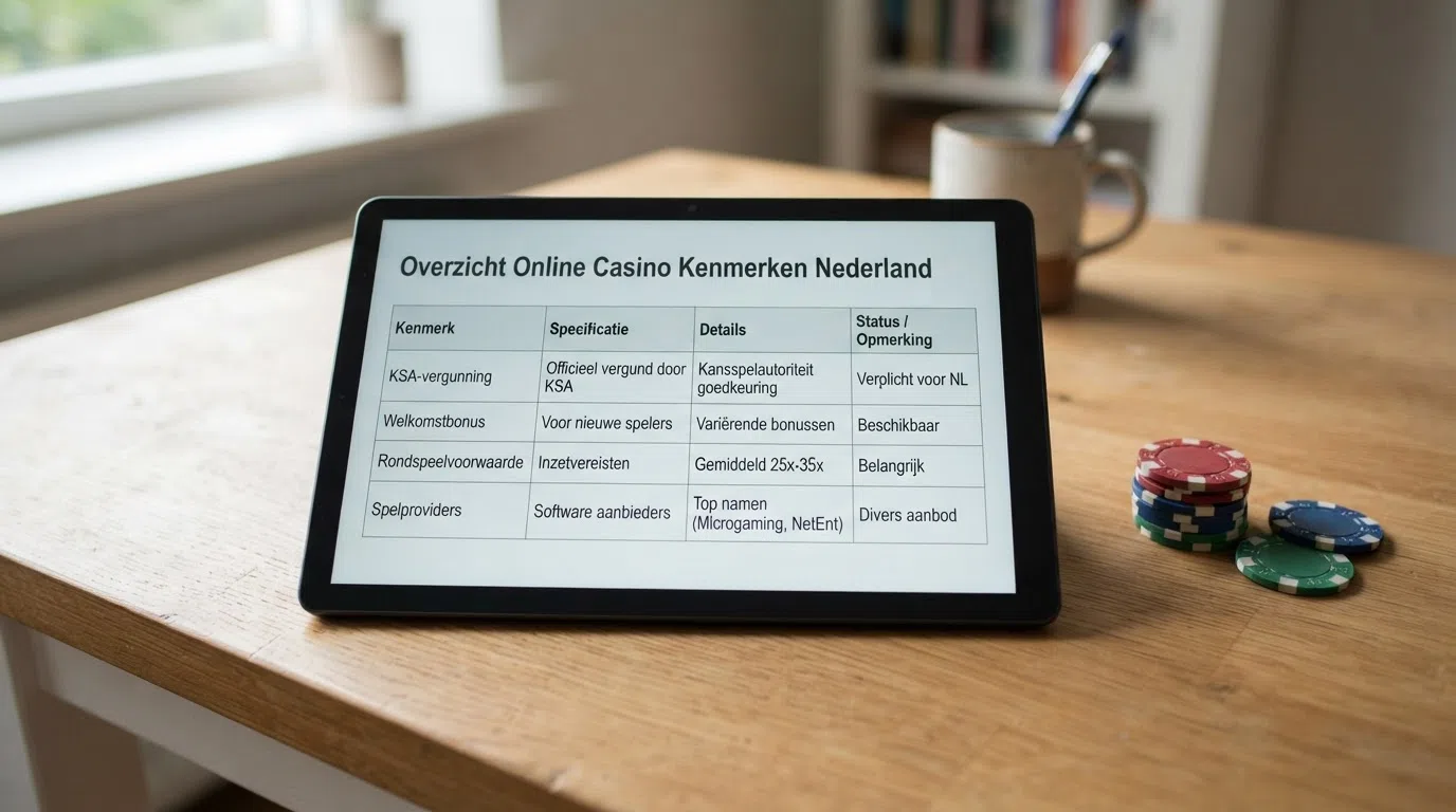 Een overzichtelijke tabel met de tien best beoordeelde online casino's van Nederland naast elkaar