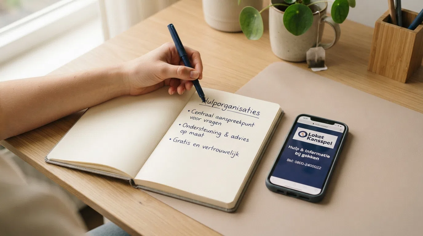 Overzicht van Nederlandse hulporganisaties voor gokproblemen: Loket Kansspel, GGZ Interventie en Centrum voor Verantwoord Spelen