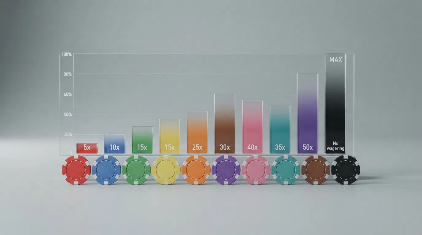 Een overzichtelijke rij casino-logo's boven een tabel met bonusvoorwaarden en licentiestatus